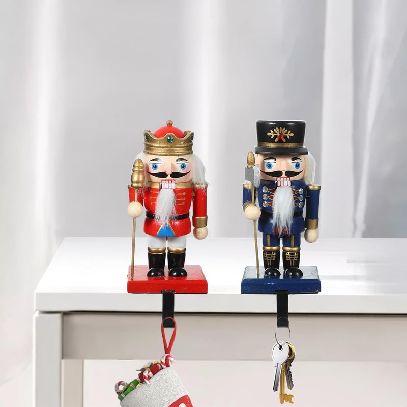 klarako 1 Set of Christmas Nutcracker Stocking Holder Fireplace Mantel Stand Hanger Christmas Stocking Hook Metal Xmas Seasonal Home Party Decorations - Image 4