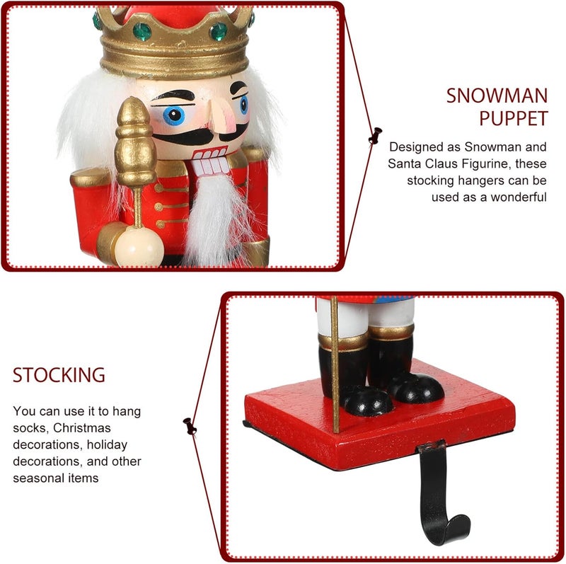 klarako 1 Set of Christmas Nutcracker Stocking Holder Fireplace Mantel Stand Hanger Christmas Stocking Hook Metal Xmas Seasonal Home Party Decorations - Image 2