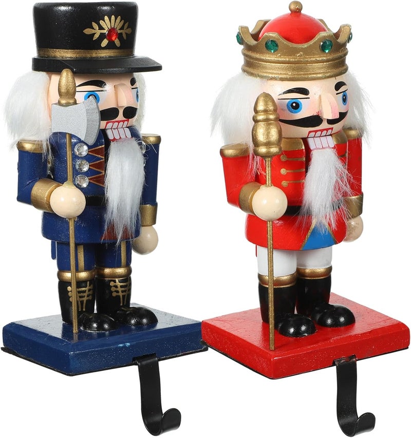 klarako 1 Set of Christmas Nutcracker Stocking Holder Fireplace Mantel Stand Hanger Christmas Stocking Hook Metal Xmas Seasonal Home Party Decorations - Image 1