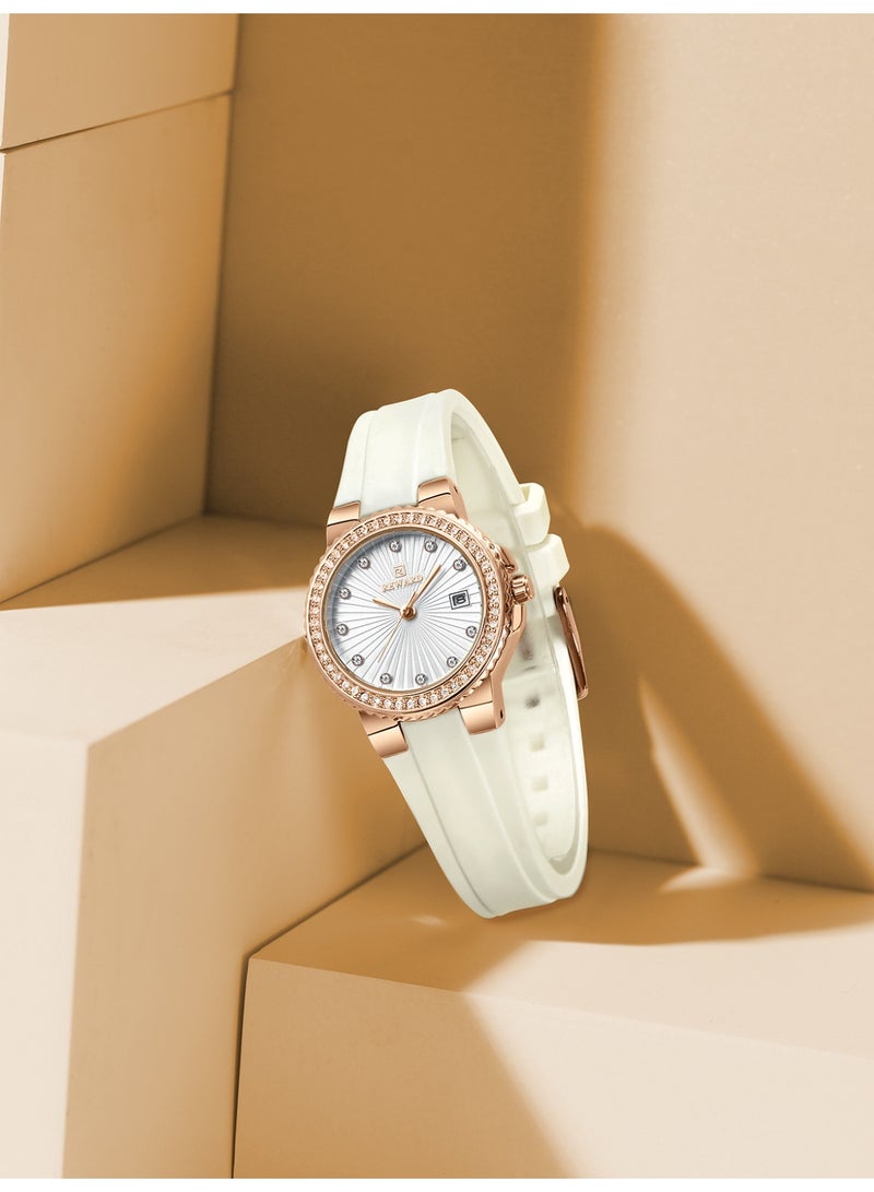 REWARD RD231780WHT BEAUTIFUL HIGH QUALITY WATCH SILICONE WATER RESIST AUTO DATE DIAMOND POLISHED WATCH - Image 2