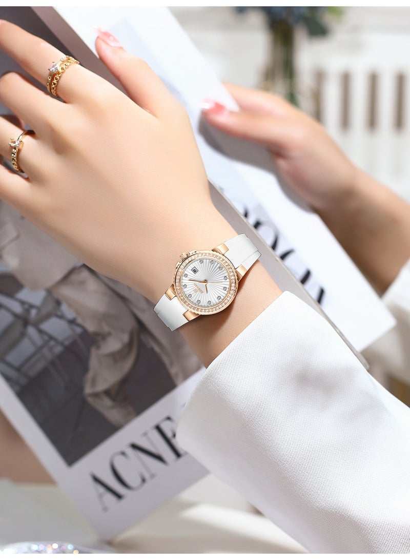 REWARD RD231780WHT BEAUTIFUL HIGH QUALITY WATCH SILICONE WATER RESIST AUTO DATE DIAMOND POLISHED WATCH - Image 1