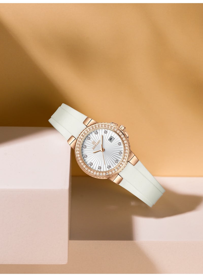 REWARD RD231780WHT BEAUTIFUL HIGH QUALITY WATCH SILICONE WATER RESIST AUTO DATE DIAMOND POLISHED WATCH - Image 3