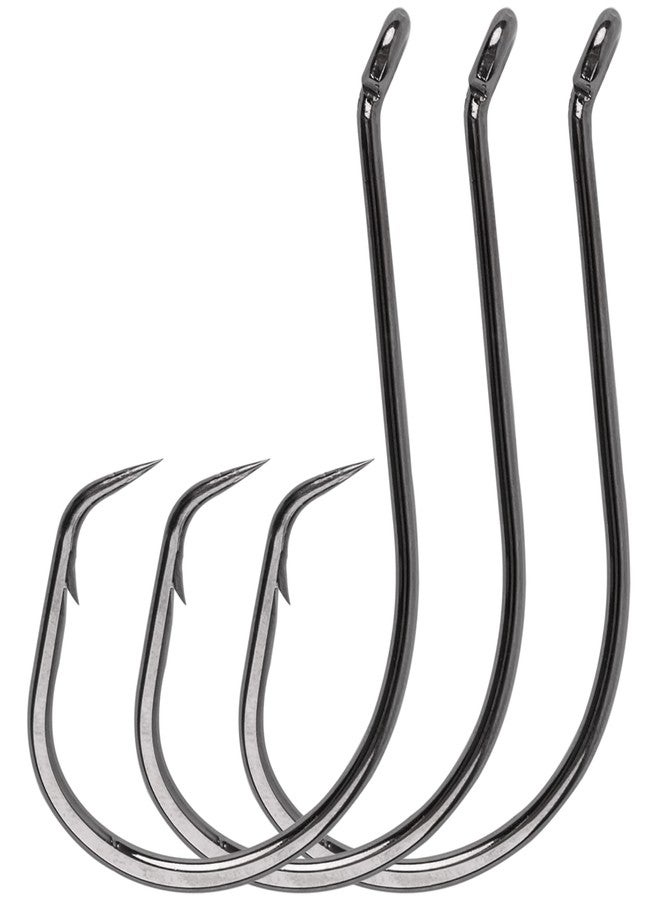 FUSIGO Offset Circle Hooks Saltwater, 110pcs Catfish Octopus Fishing Hook 2X Strong Saltwater Surf Hooks Catfishing Tackle Size 6#-Black - Image 1