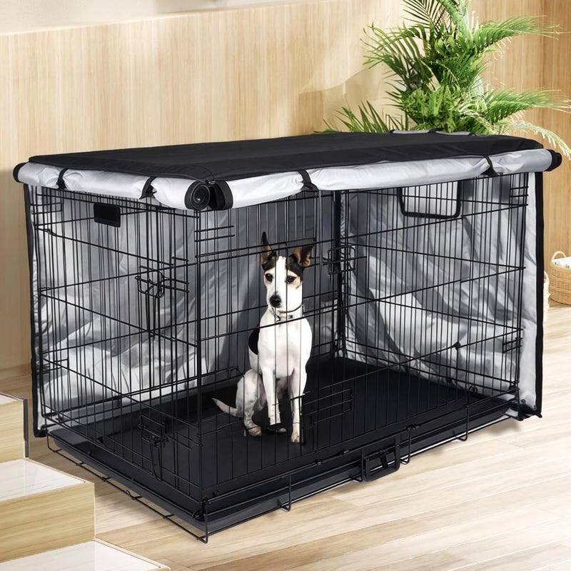 Oxford Fabric Dog Crate Cover, Waterproof 36 Kennel Shield, Dual Door, Air Ventilation, Heavy Duty Universal Fit Pet Cage Cover - Image 2