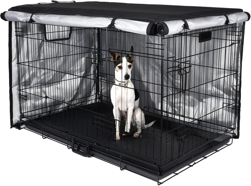 Oxford Fabric Dog Crate Cover, Waterproof 36 Kennel Shield, Dual Door, Air Ventilation, Heavy Duty Universal Fit Pet Cage Cover - Image 1