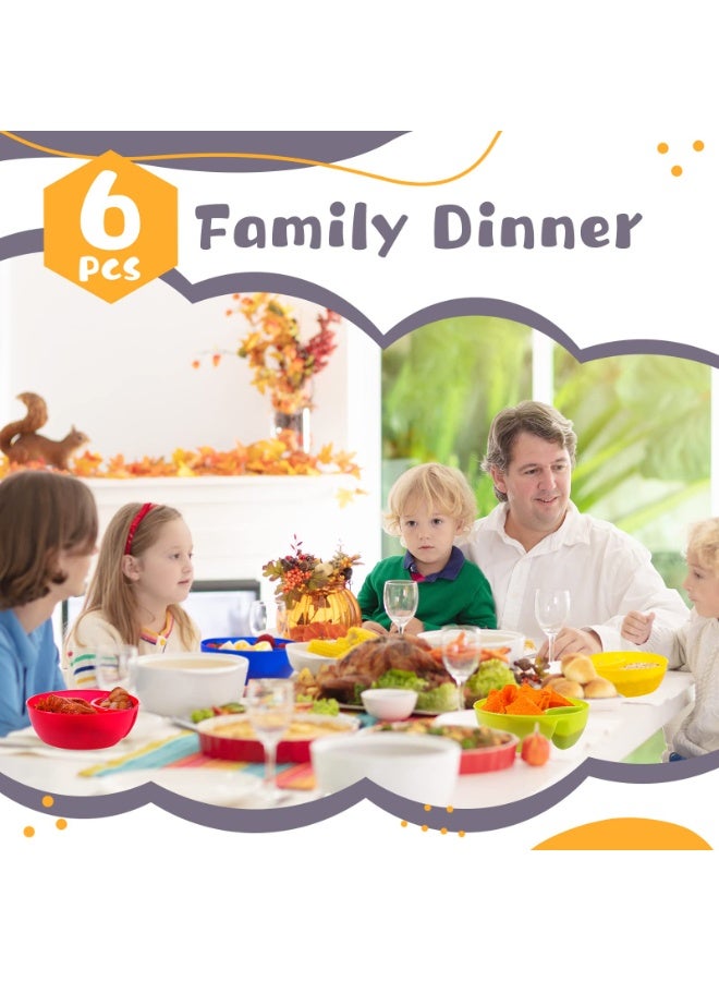 كيلا أوعية وجبات خفيفة وأطباق تقديم رقائق البطاطس، وعاء بلاستيكي مقسم مقاوم للرطوبة، وعاء قابل للتكديس، آمن للاستخدام في الميكروويف وغسالة الأطباق، لحفظ رقائق البطاطس، والصلصات، والوجبات الخفيفة، والصلصة، والسلطة، والمكسرات، 6 ألوان (6 قطع). - Image 4