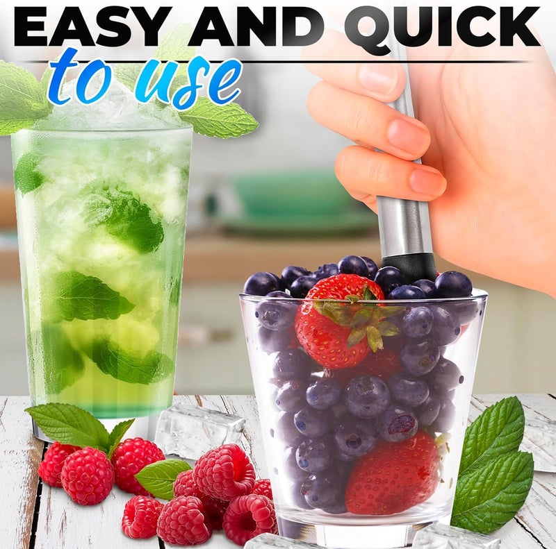 Ramkuwar 9 Inches Professional Muddler for Cocktail Drink Stainless Steel Muddler Cocktail Kit Ice Crusher Bartender Kit for Home Bar Fruit Crusher for Mojito (Muddler_1Piece) - Image 5