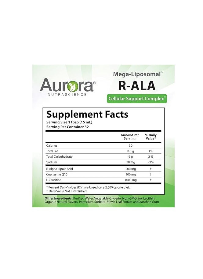 Aurora Nutrascience - Mega-Liposomal R-Alpha Lipoic Acid, Organic Fruit Flavor, 750 mg, 16 fl oz 480 ml - Image 1