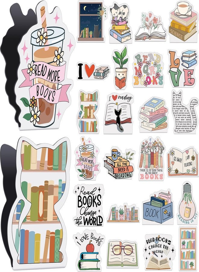 Nezyo 24 Pieces Magnetic Bookmarks Magnet Page Markers Foldable Page Clip Cute Book Marks for Kids Students Reading Stationery Supplies Office Presents (Book) - Image 1