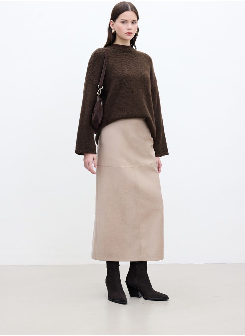 Manuka Faux Leather Skirt Sand  - Image 1