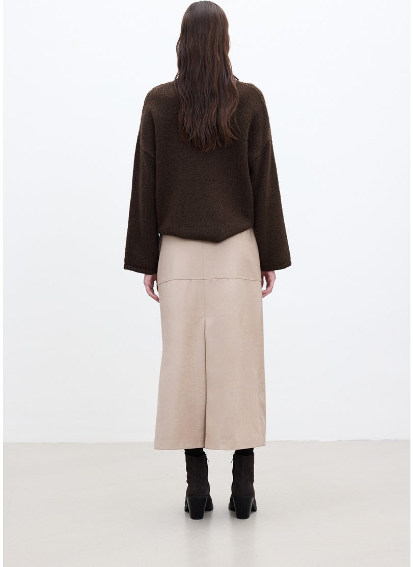 Manuka Faux Leather Skirt Sand  - Image 4