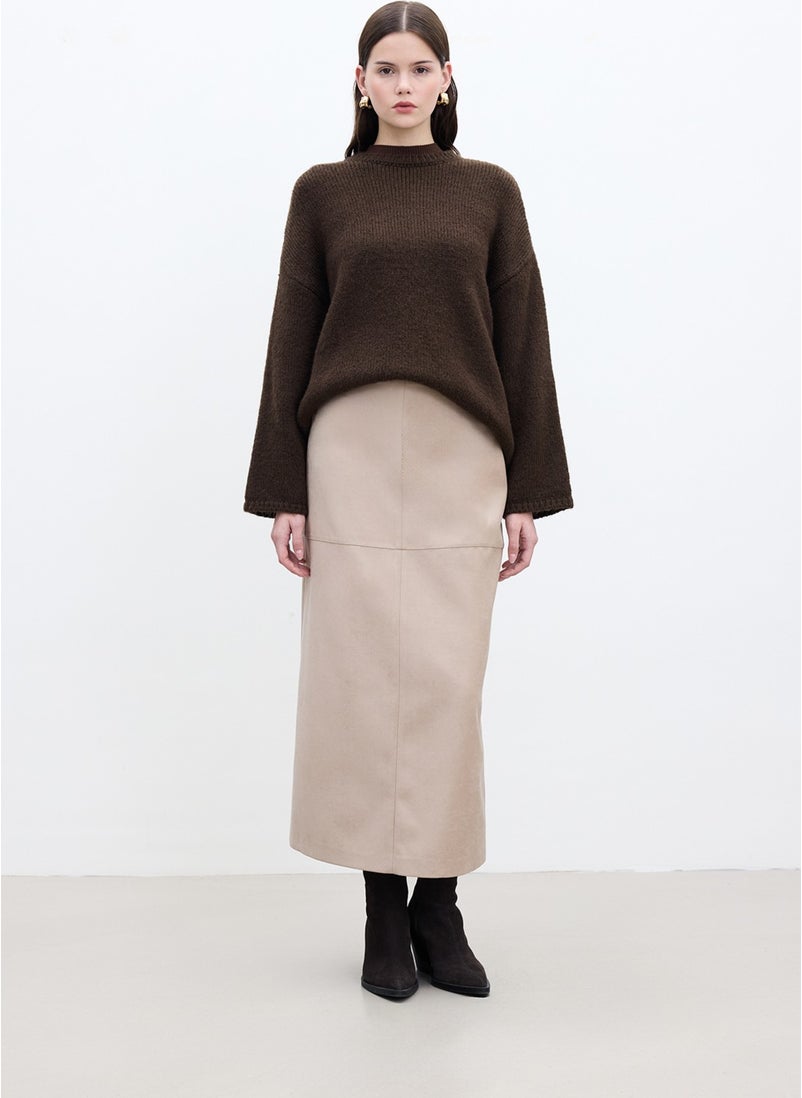 Manuka Faux Leather Skirt Sand  - Image 2