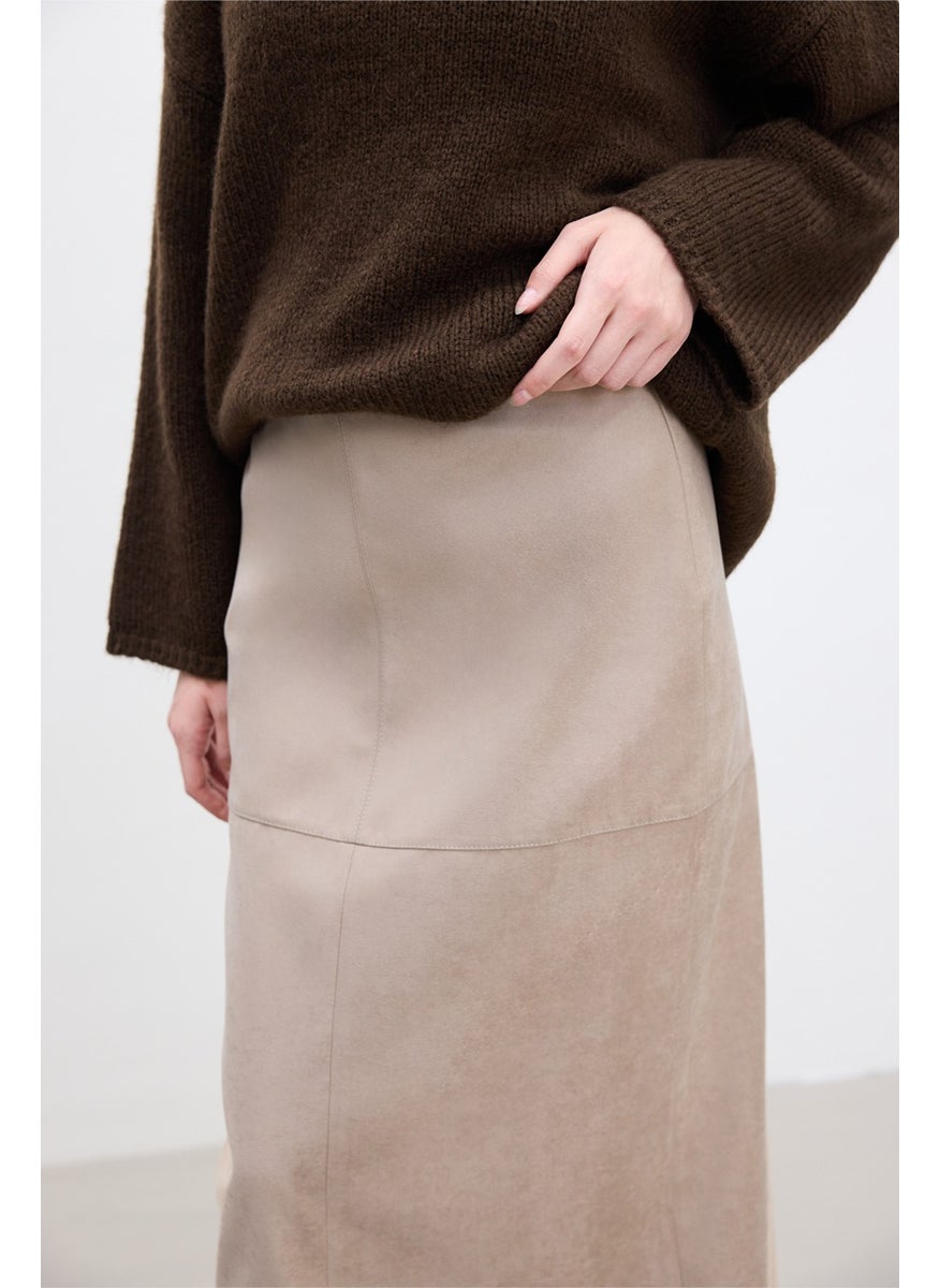 Manuka Faux Leather Skirt Sand  - Image 3
