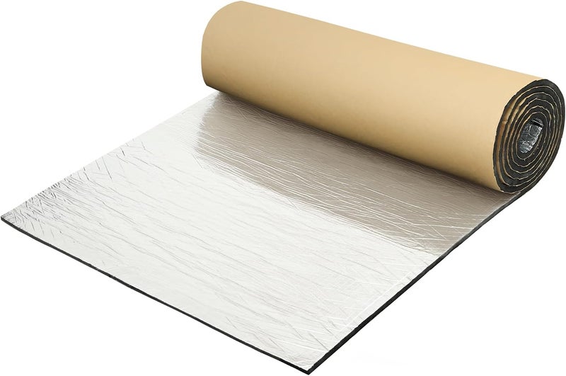 X AUTOHAUX 394mil 10mm 2.69sqft Car Sound Deadening Mat Aluminum Foil Closed Cell Foam Heat Shield Material for Hood Fender and Boat Engine Cover 19.69"x19.69" - Image 1