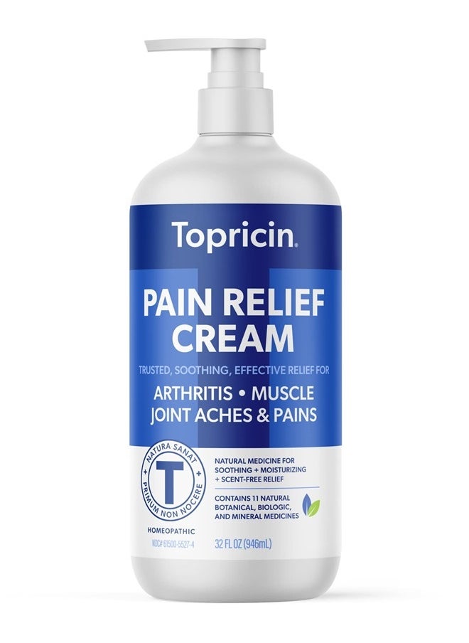 Topricin - Pain Relief Therapy Cream (32 oz) Fast Acting Pain Relieving Rub for Back & Neck Aches, Fibromyalgia, Sciatica, Plantar Fasciitis, Sore Muscles & Joints, Carpal Tunnel, Chronic Pain - Image 1
