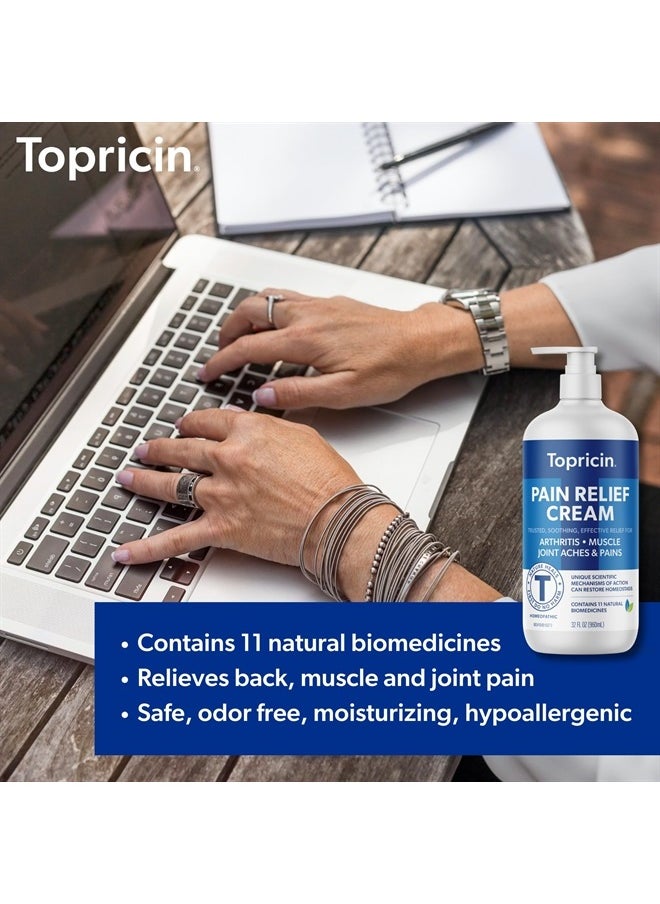 Topricin - Pain Relief Therapy Cream (32 oz) Fast Acting Pain Relieving Rub for Back & Neck Aches, Fibromyalgia, Sciatica, Plantar Fasciitis, Sore Muscles & Joints, Carpal Tunnel, Chronic Pain - Image 1