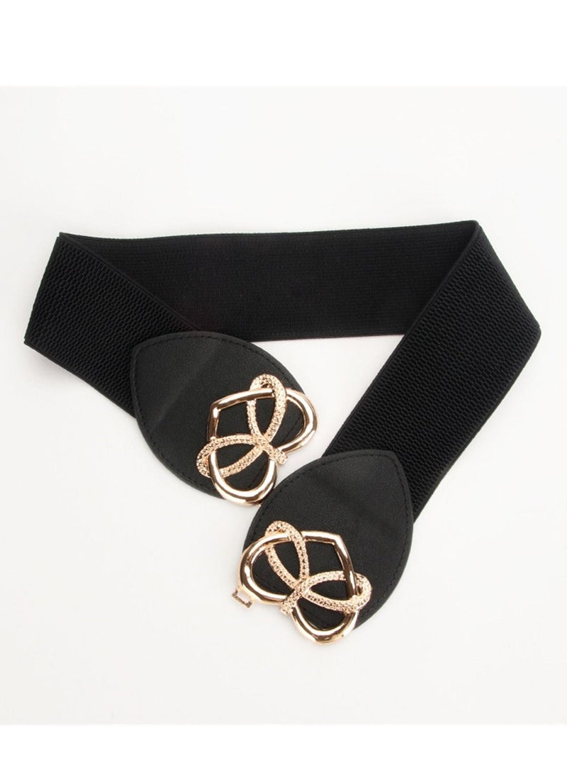 Loquat Women's Summer Fecorative Jeans Fashion Trend Elastic Hidden Belt  67cm Black 