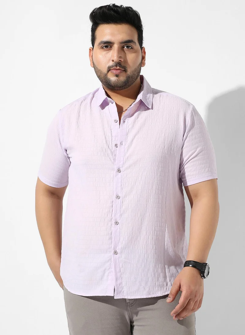 انستافاب بلس قميص رجالي كاجوال بنسيج لافندر ذو قصة عادية