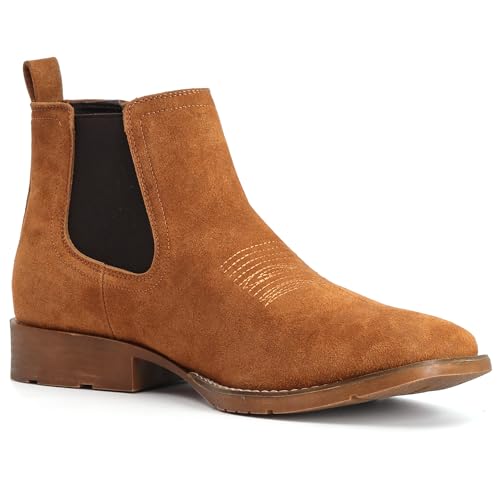 IUV Genuine Cowhide Suede Chelsea Boots For Men Western Boots Ankle Boot Casual Dress Slip On - Image 3