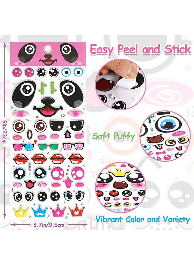 Puffy Googly Eyes Stickers for Kids Crafts,Sticky Foam Eyeball Sticker,Wiggle Eye Stickers with Mouth Nose - Self Adhesive, Assorted Sizes: Small and Large,Easy Peel and Stick on,4 Sheets - Image 3