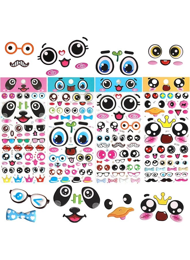 Puffy Googly Eyes Stickers for Kids Crafts,Sticky Foam Eyeball Sticker,Wiggle Eye Stickers with Mouth Nose - Self Adhesive, Assorted Sizes: Small and Large,Easy Peel and Stick on,4 Sheets - Image 1