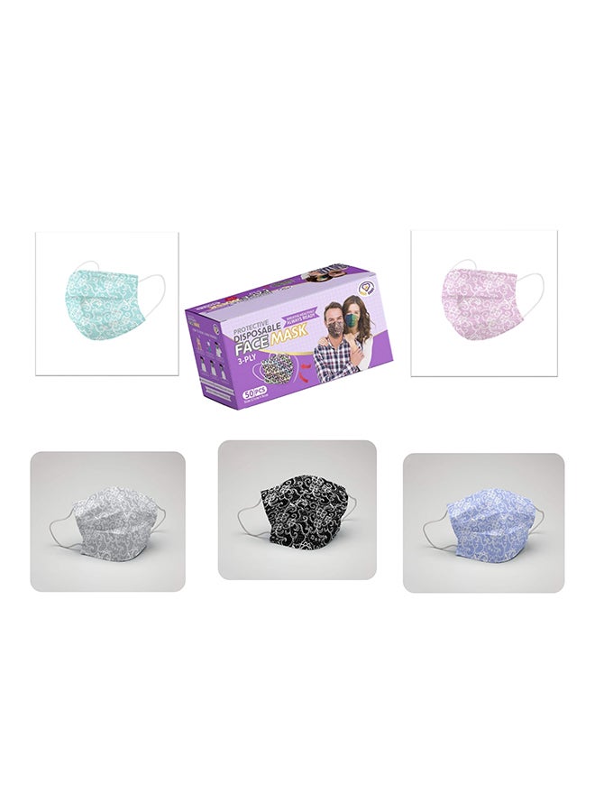 50-Piece Printed Design Disposable Face Masks - Image 1