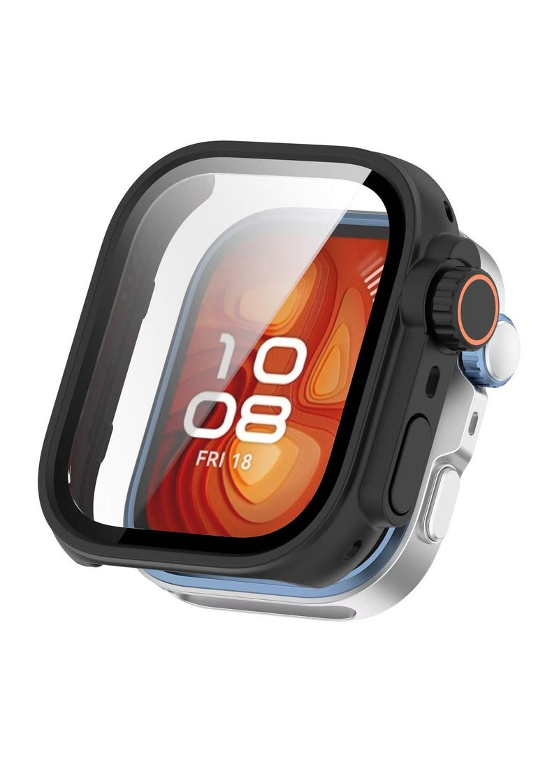 DKNG Full Coverage Phone Case with Tempered Film Screen Protector Compatible with Huawei Watch Fit 4 Pro, PC Smart Watch Accessories (Black)  - Image 1