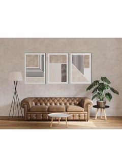 Home Gallery Set of Set of 3 Geometric scandinavian Minimalist Beige & Brown 60x40  - Image 3