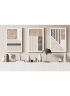Home Gallery Set of Set of 3 Geometric scandinavian Minimalist Beige & Brown 60x40  - Image 4