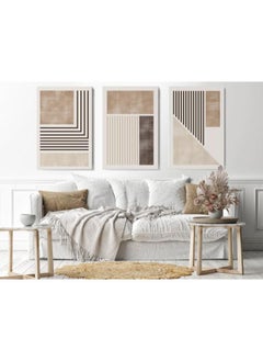 Set of Set of 3 Geometric scandinavian Minimalist Beige & Brown 60x40