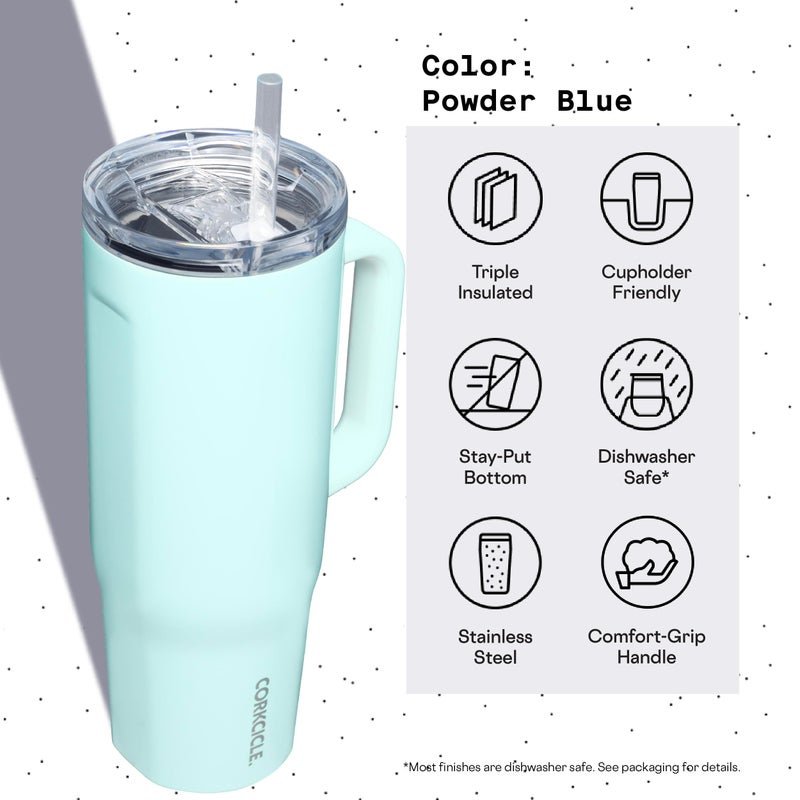 CORKCICLE Corkcicle Tumbler With Straw and Handle  Reusable Water Bottle  Triple Insulated Travel Mug  BPA Free  Keeps Beverages Cold for 12 Hours and Hot for 5 Hours  Gloss Powder Blue  40 oz  - Image 4