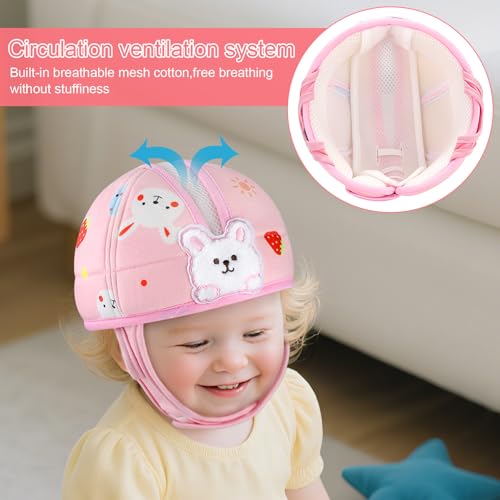 Accmor Baby Head Protector Cute Baby Safety Helmet for Crawling Walking Running Infant Headguard Soft Cushion Lightweight Breathable Protective Caps AntiCollision Toddler Helmets for 6m24m Girls - Image 3