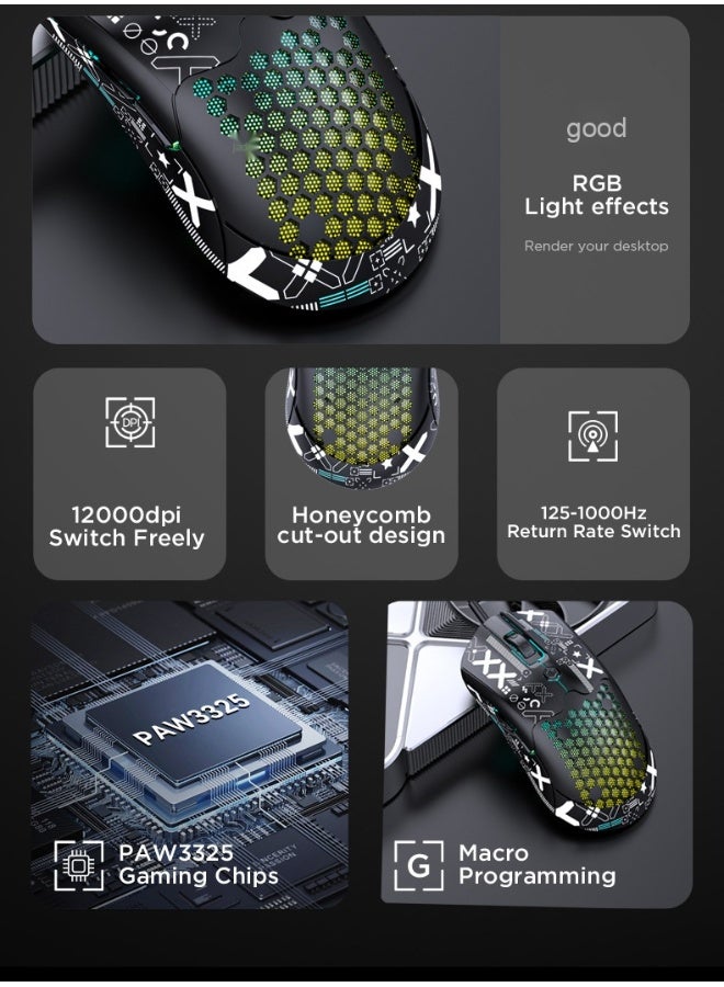 Free Wolf M5 Lightweight Wired Hole Design Gaming Mouse - Image 4