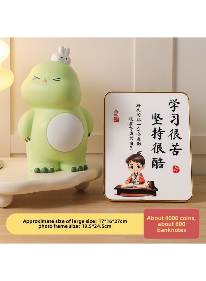 Year Of The Dragon Piggy Bank 2024 Only Can't Enter Adults Children Boys And Girls Can't Fall Bad Piggy Bank-Color:Cute Dudu Dragon [green] Large + Inspirational Learning Photo Frame - Image 1