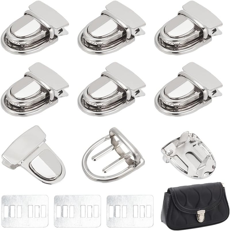 NBEADS NBEADS 10 Sets Tuck Lock Clasp Catch Platinum Purse Thumb Locks Metal Press Lock Buckle Duck Tongue Lock Fasteners for DIY Craft Wallets Bag Leather Handbags Making - Image 1