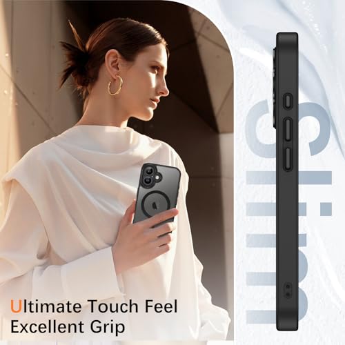 YINLAI for iPhone 17 Case 6.3-inch,Magnetic Compatible with MagSafe, Slim Matte Anti-Fingerprint, Shockproof Full Body Military Grade Protection for iPhone 17 Cover, Black - Image 4