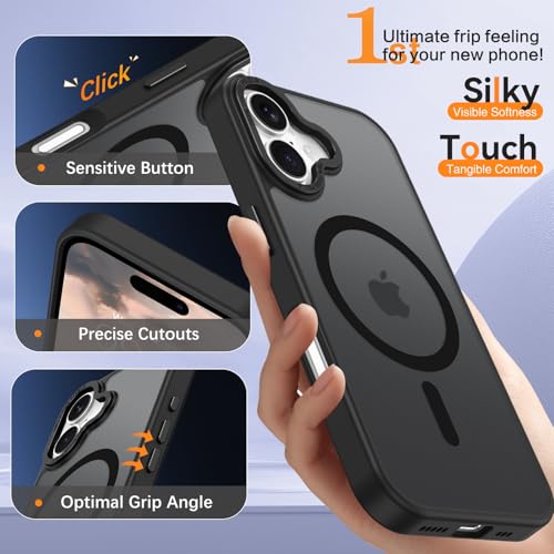 YINLAI for iPhone 17 Case 6.3-inch,Magnetic Compatible with MagSafe, Slim Matte Anti-Fingerprint, Shockproof Full Body Military Grade Protection for iPhone 17 Cover, Black - Image 5