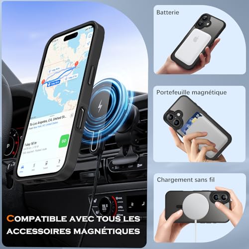 YINLAI for iPhone 17 Case 6.3-inch,Magnetic Compatible with MagSafe, Slim Matte Anti-Fingerprint, Shockproof Full Body Military Grade Protection for iPhone 17 Cover, Black - Image 3