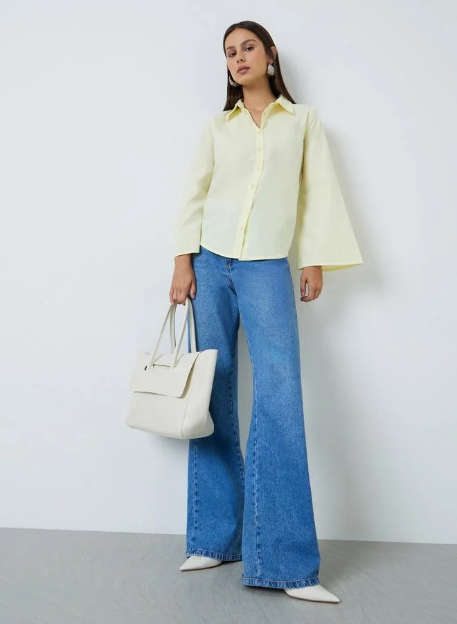 Styli Yellow Regular Fit Shirt With Flare Sleeves