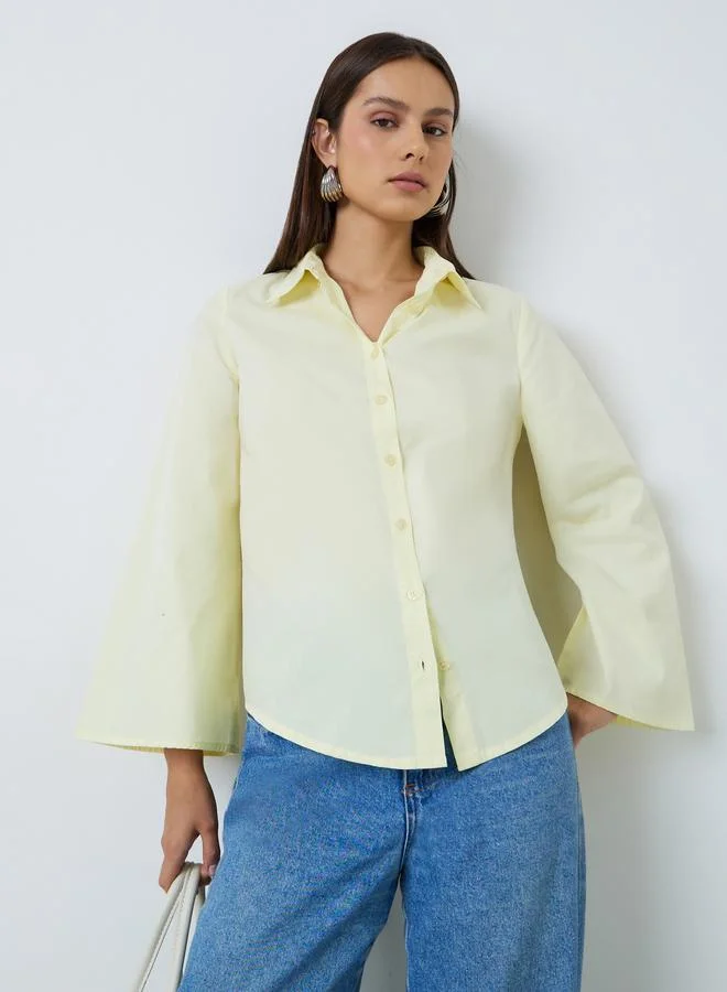 Styli Yellow Regular Fit Shirt With Flare Sleeves