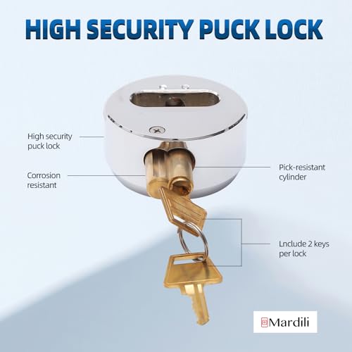 Mardili Hidden Shackle Trailer Puck Padlocks with Keyed Alike, 2-7/8" Puck Lock,Moving Trucks & Vans Door Lock, Soild Steel, Pack of 3 - Image 4