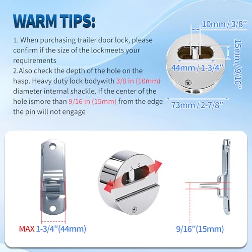 Mardili Hidden Shackle Trailer Puck Padlocks with Keyed Alike, 2-7/8" Puck Lock,Moving Trucks & Vans Door Lock, Soild Steel, Pack of 3 - Image 3