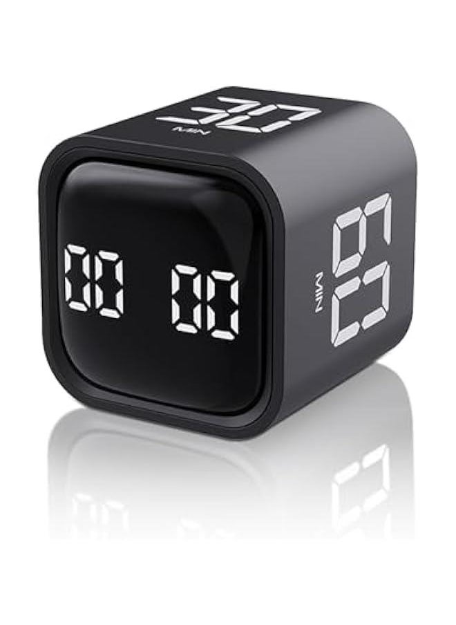 HOOKOR - Cube Timer,Rotation Timer,5/10/30/60 Minutes and Custom Countdown with LED Display,Productivity Timer,Pause and Resume,Silent,Vibrate and Adjustable Sound Alarm for Work,Study,Kitchen (Black) - Image 1