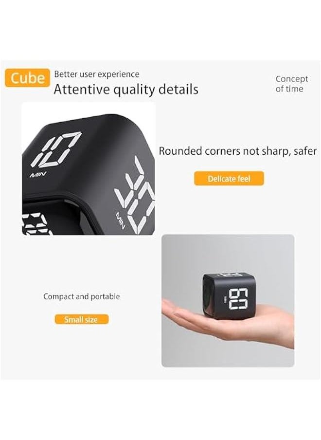 HOOKOR - Cube Timer,Rotation Timer,5/10/30/60 Minutes and Custom Countdown with LED Display,Productivity Timer,Pause and Resume,Silent,Vibrate and Adjustable Sound Alarm for Work,Study,Kitchen (Black) - Image 1
