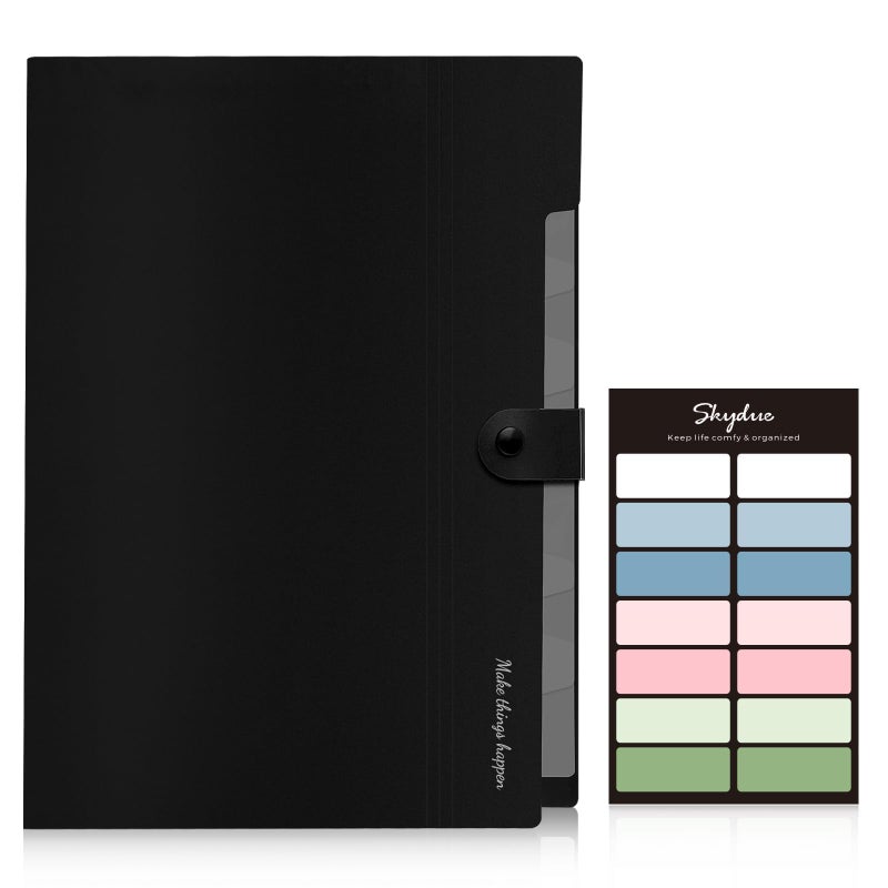 SKYDUE 8 Pockets Expanding File Folders, Accordion Folders, Portable Paper Bill Receipt Organizer, Letter Size, Home College School Office Supplies, Black - Image 2