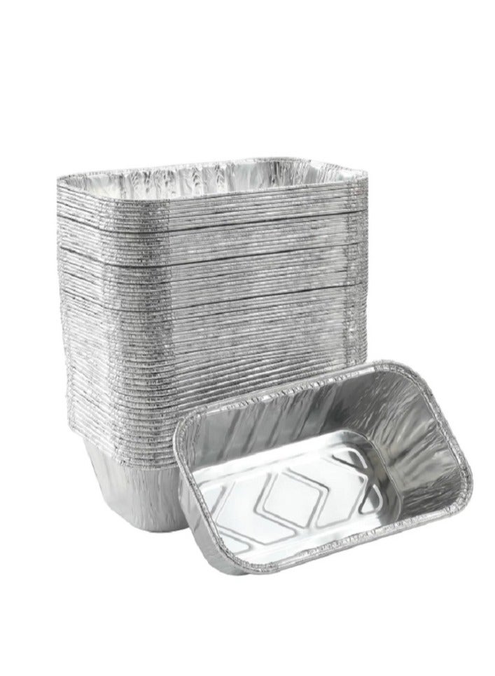 ٥٠ قطعة قوالب كيك من رقائق الألومنيوم للاستخدام مرة واحدة، مناسبة لخبز الكيك والخبز في قوالب مستطيلة المقاس: ١٧ × ٨ × ٥ سم - Image 1