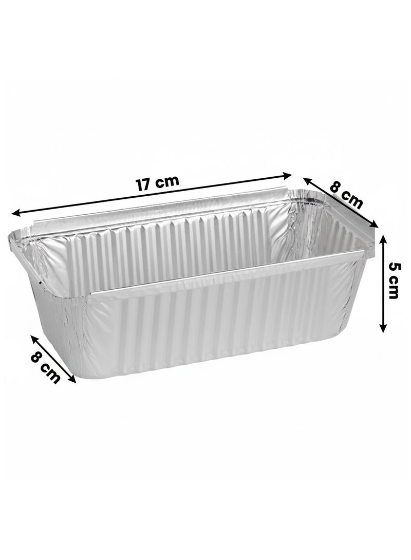 ٥٠ قطعة قوالب كيك من رقائق الألومنيوم للاستخدام مرة واحدة، مناسبة لخبز الكيك والخبز في قوالب مستطيلة المقاس: ١٧ × ٨ × ٥ سم - Image 4