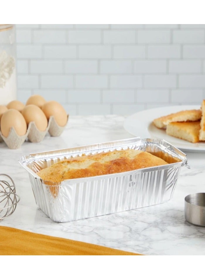 ٥٠ قطعة قوالب كيك من رقائق الألومنيوم للاستخدام مرة واحدة، مناسبة لخبز الكيك والخبز في قوالب مستطيلة المقاس: ١٧ × ٨ × ٥ سم - Image 5