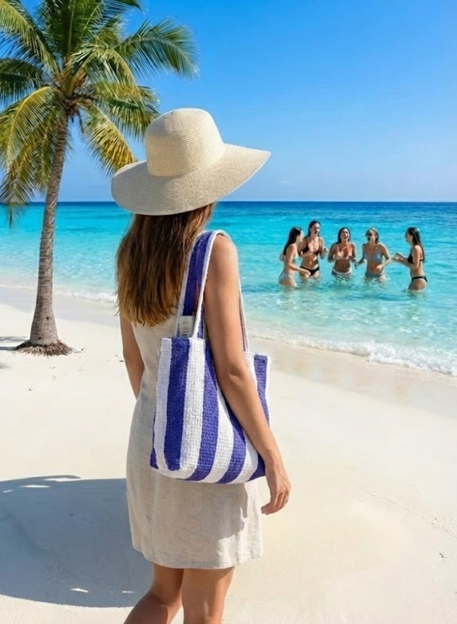 بيرل كوست انترناشيونال Beach Towels & Beach Bag Combo, Pack of 2 | 80% Polyester and 20% Polyaamide Towels | Quick Dry, Super Absorbent (Blue) - Image 4