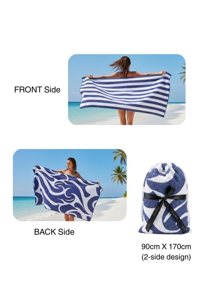 بيرل كوست انترناشيونال Beach Towels & Beach Bag Combo, Pack of 2 | 80% Polyester and 20% Polyaamide Towels | Quick Dry, Super Absorbent (Blue) - Image 2